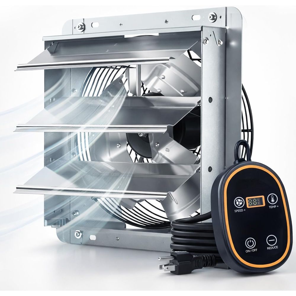 Brushless Motor - พัดลมดูดอากาศอัจฉริยะขนาด 12 นิ้ว พร้อมเทอร์โมสตัทและ 8 ระดับความเร็ว,